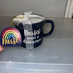 “Nurses make a difference” coffee, tea, cocoa etc. mug 🍵 ☕️ w/ keychain 🌈